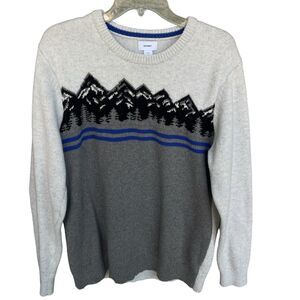 Old Navy Mens Sweater Extra Large XL Winter Mountain Ski Lodge Gray‎ Knit Wool